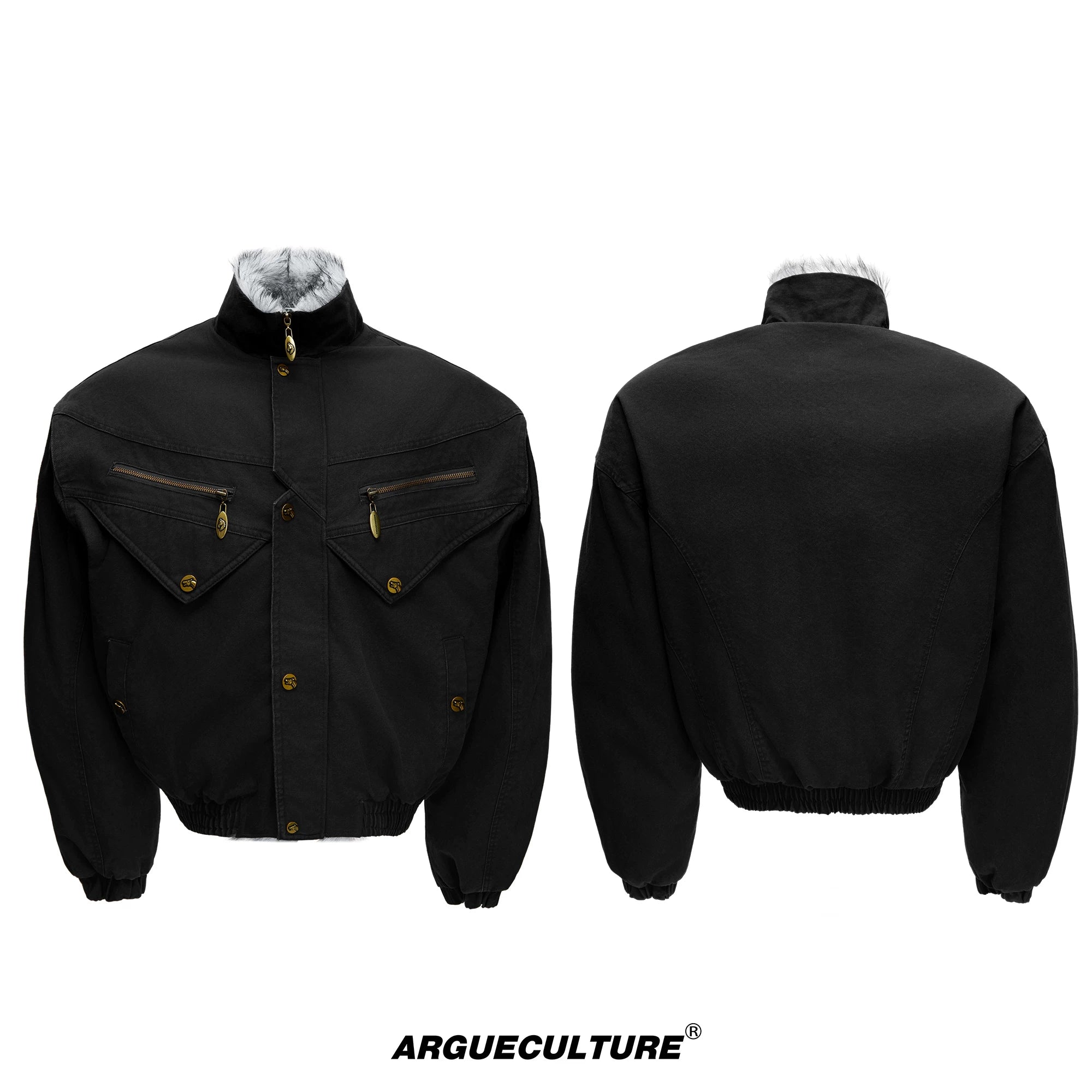 Washed Canvas Workwear Jacket | Relaxed Utility - Black