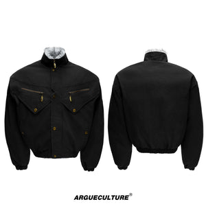 Washed Canvas Workwear Jacket | Relaxed Utility - Black