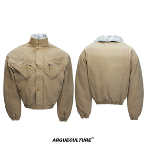 Washed Canvas Workwear Jacket | Relaxed Utility - Khaki