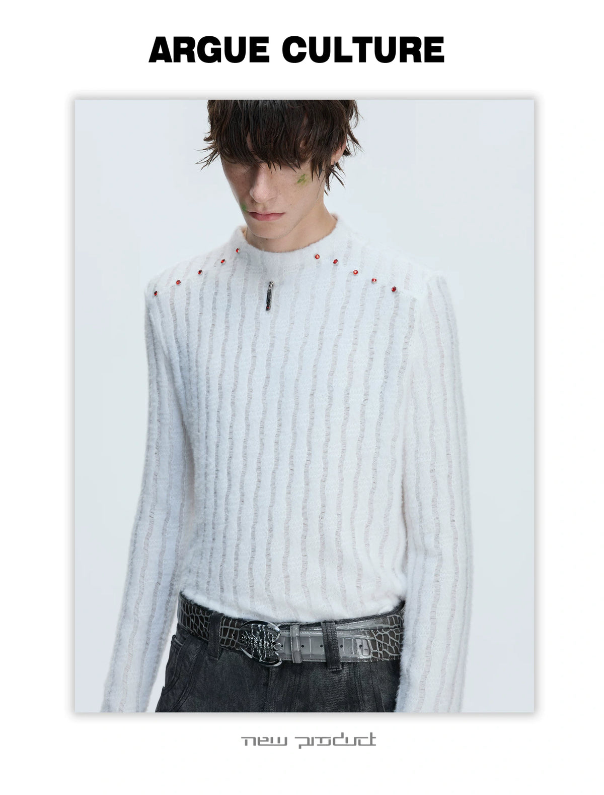 Red-Studded Brushed Cotton Crewneck Base Layer - description image 3