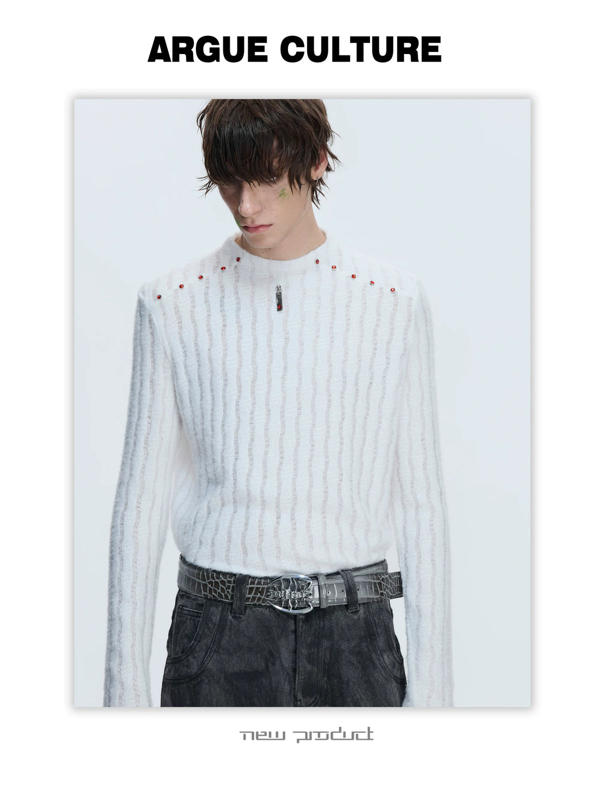 Red-Studded Brushed Cotton Crewneck Base Layer - description image 4