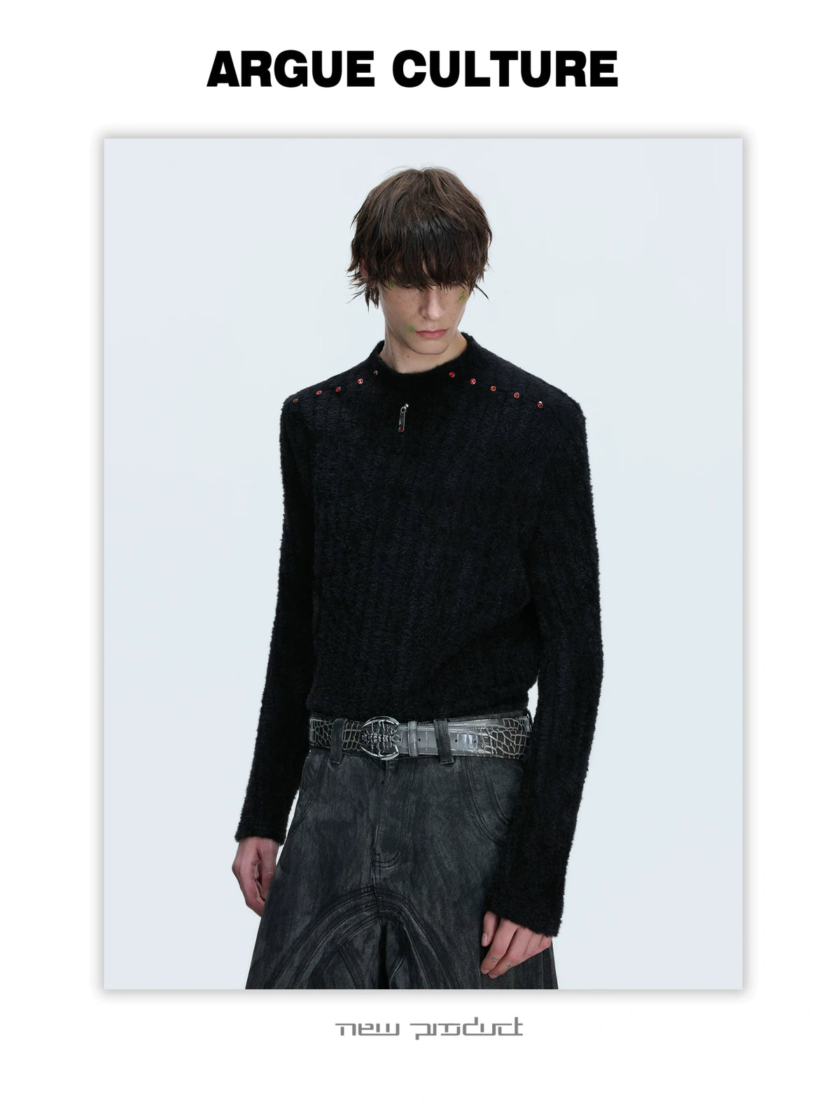 Red-Studded Brushed Cotton Crewneck Base Layer - description image 5