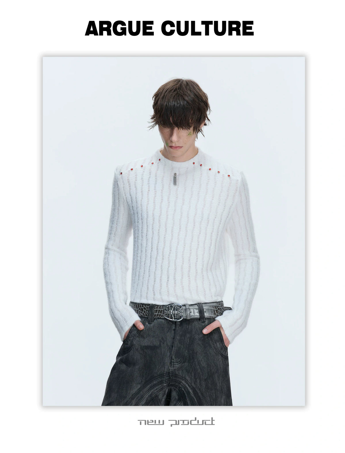 Red-Studded Brushed Cotton Crewneck Base Layer - description image 6
