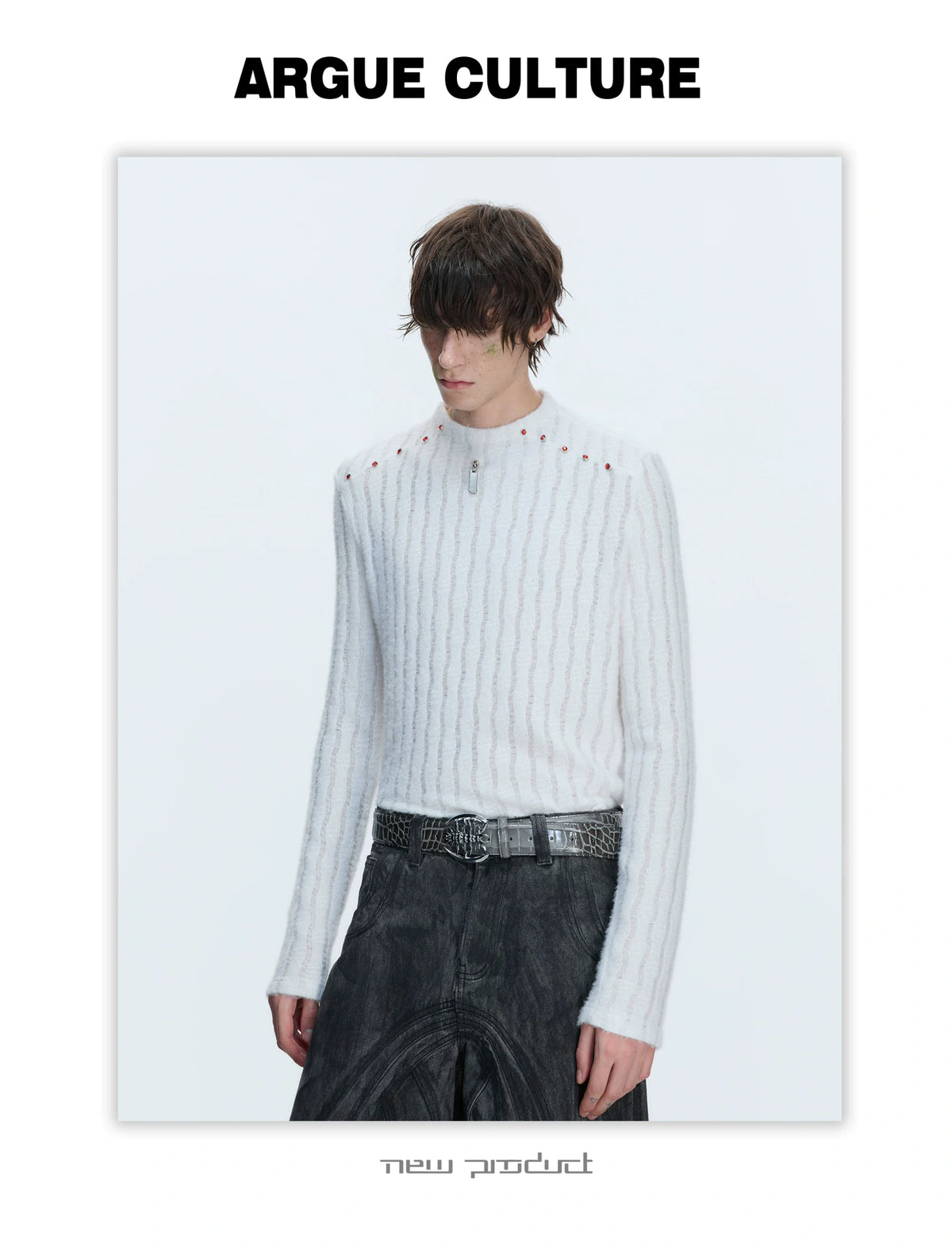 Red-Studded Brushed Cotton Crewneck Base Layer - description image 7