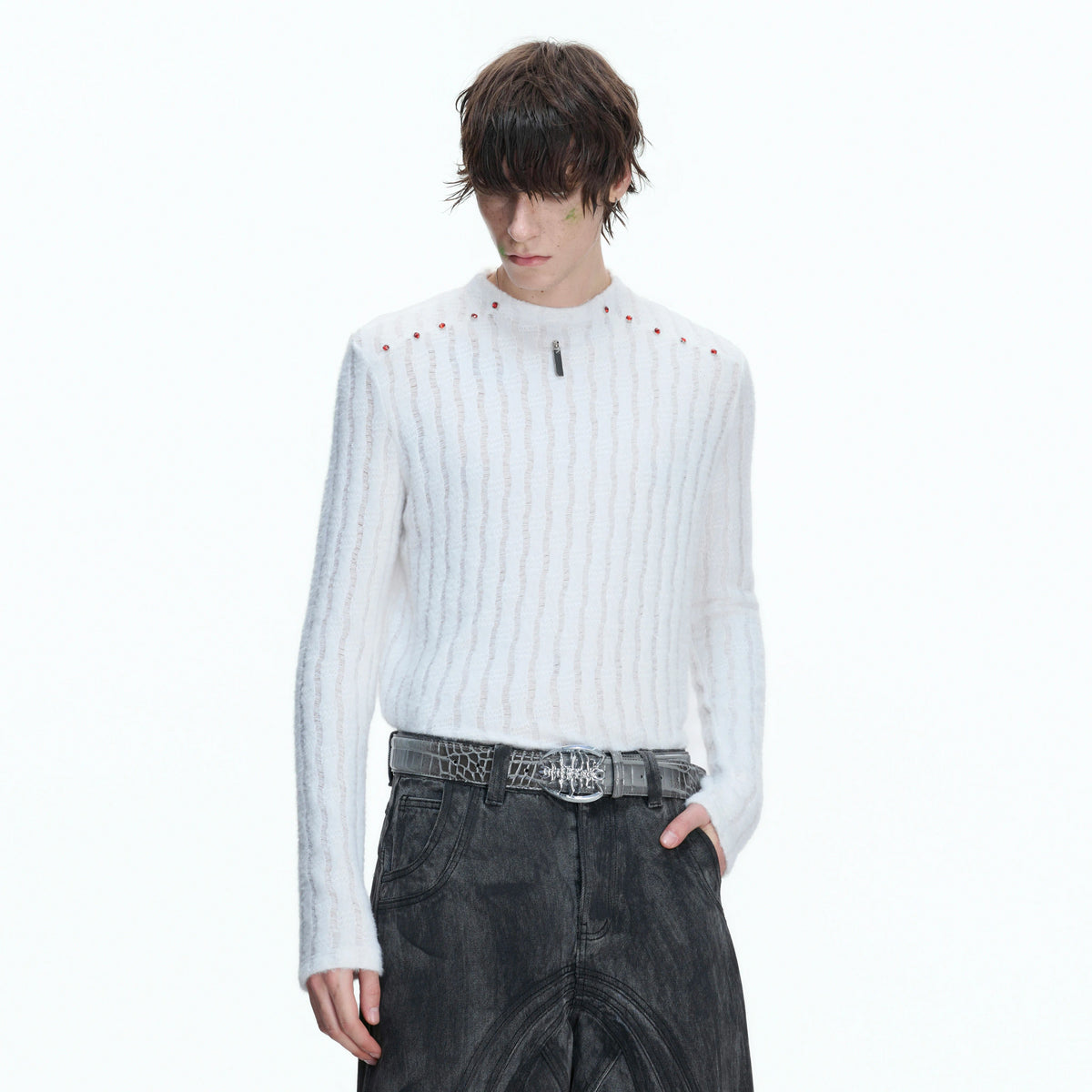 Red-Studded Brushed Cotton Crewneck Base Layer - main image 3