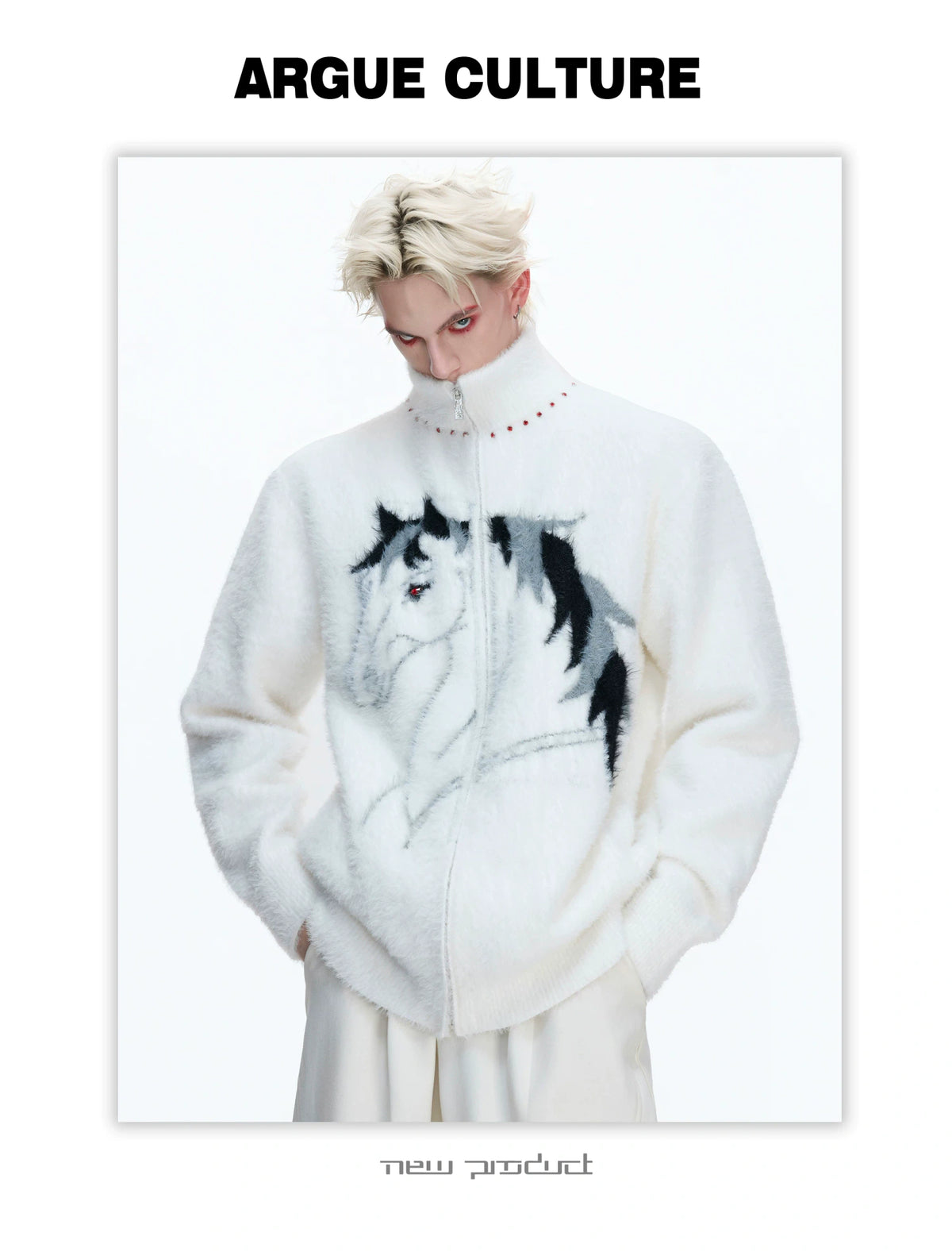 Asymmetric Wool-Blend Zip Cardigan | High-Neck Knit - description image 3