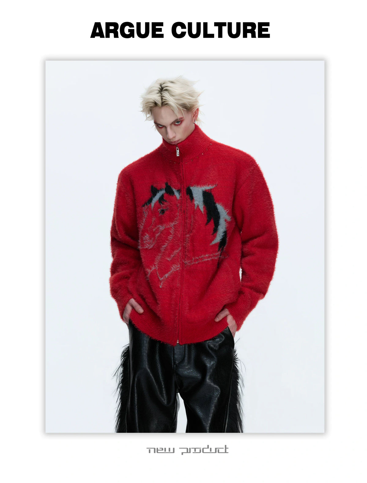Asymmetric Wool-Blend Zip Cardigan | High-Neck Knit - description image 5
