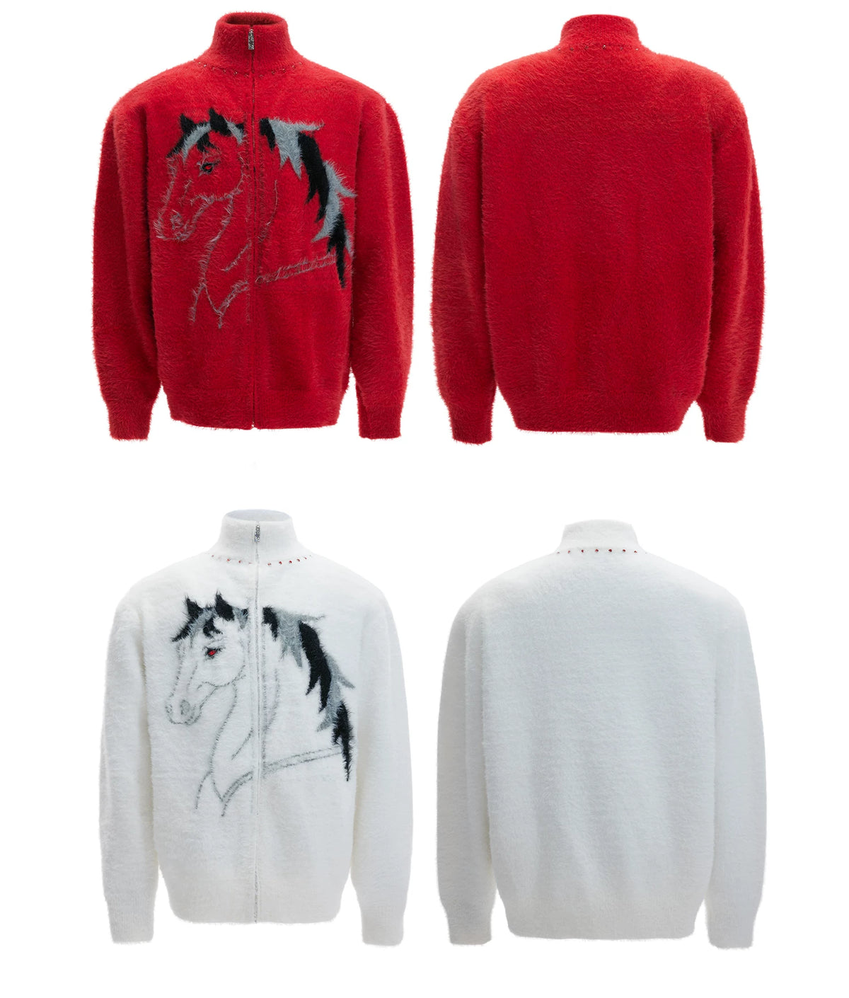 Asymmetric Wool-Blend Zip Cardigan | High-Neck Knit - description image 7