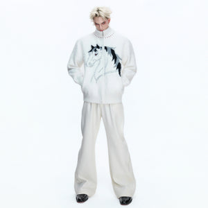 Asymmetric Wool-Blend Zip Cardigan | High-Neck Knit - main image 5