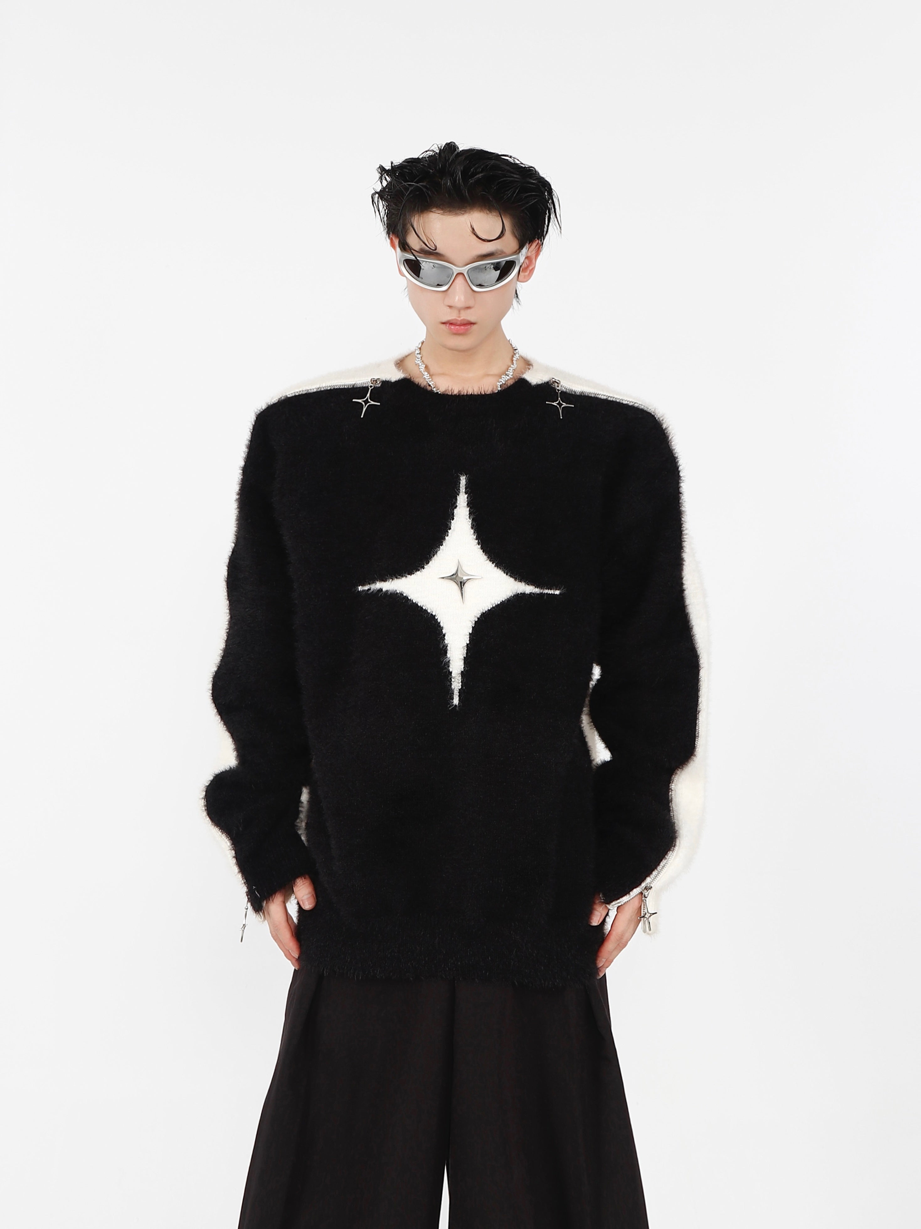 Black-White-Mohair-Sweater-with-Metal-Zip-Streetwear-Design-Black