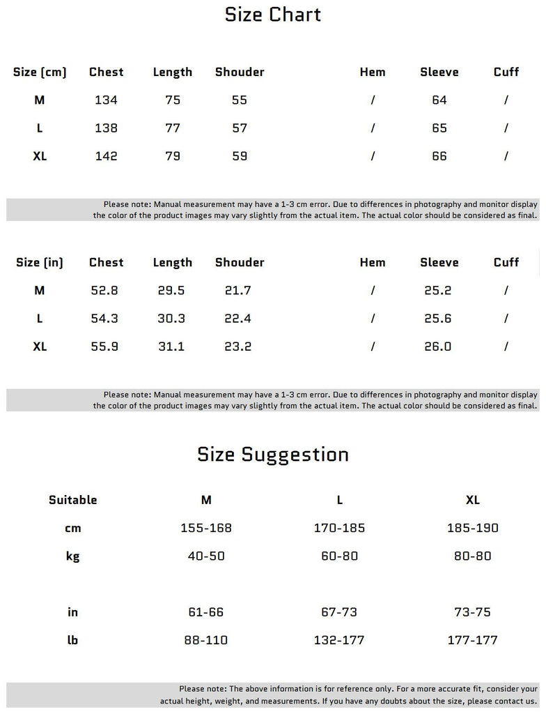 Size Chart for Futuristic Gray Blazer with Metallic Clasp and Ice Silk Fabric