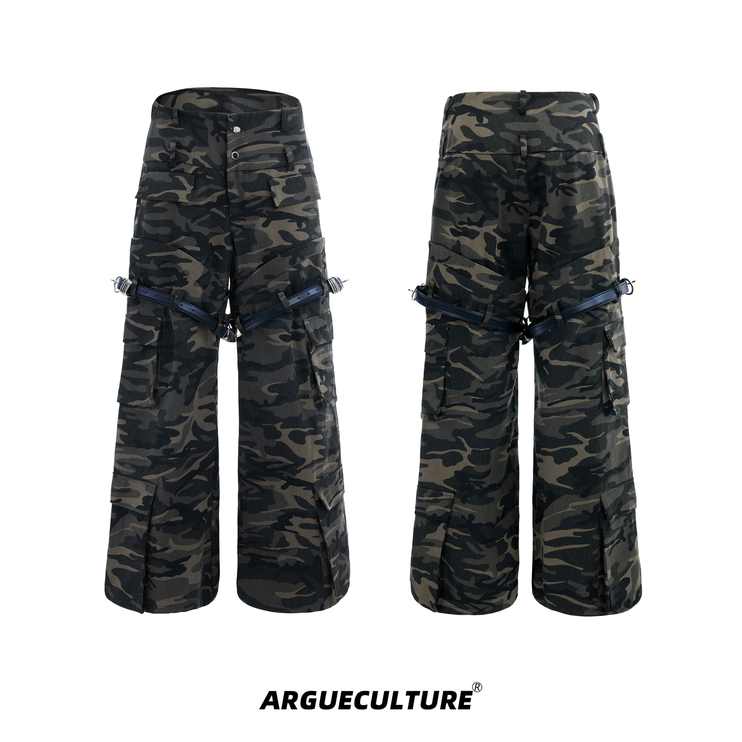 Camo-Cargo-Pants---Heavyweight-Washed-Vintage-Streetwear-Green-Bottoms