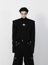 Chic-Metallic-High-Neck-Slim-Fit-Long-Sleeve-Top-Black