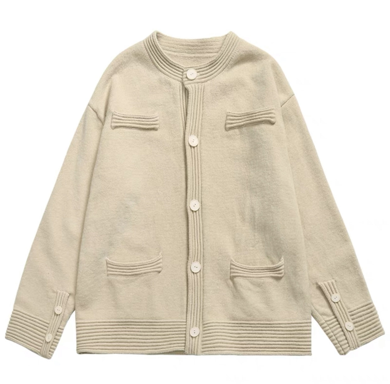 Christmas-Chunky-Knit-Cardigan---Minimalist-Couple-Sweater-Beige-and-White