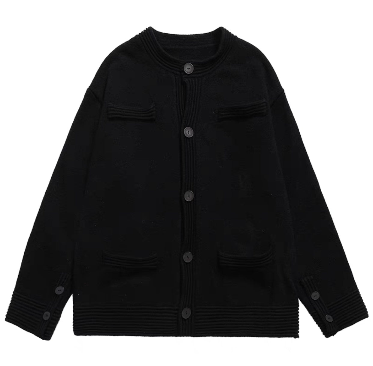 Christmas-Chunky-Knit-Cardigan---Minimalist-Couple-Sweater-Black