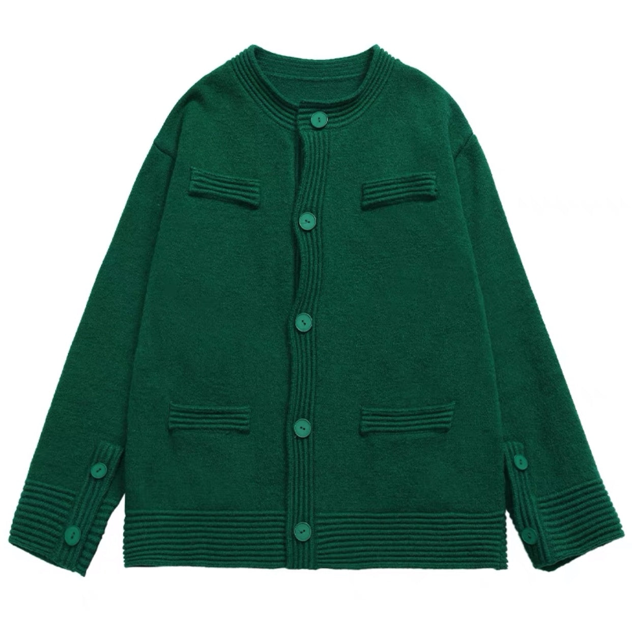 Christmas-Chunky-Knit-Cardigan---Minimalist-Couple-Sweater-Green