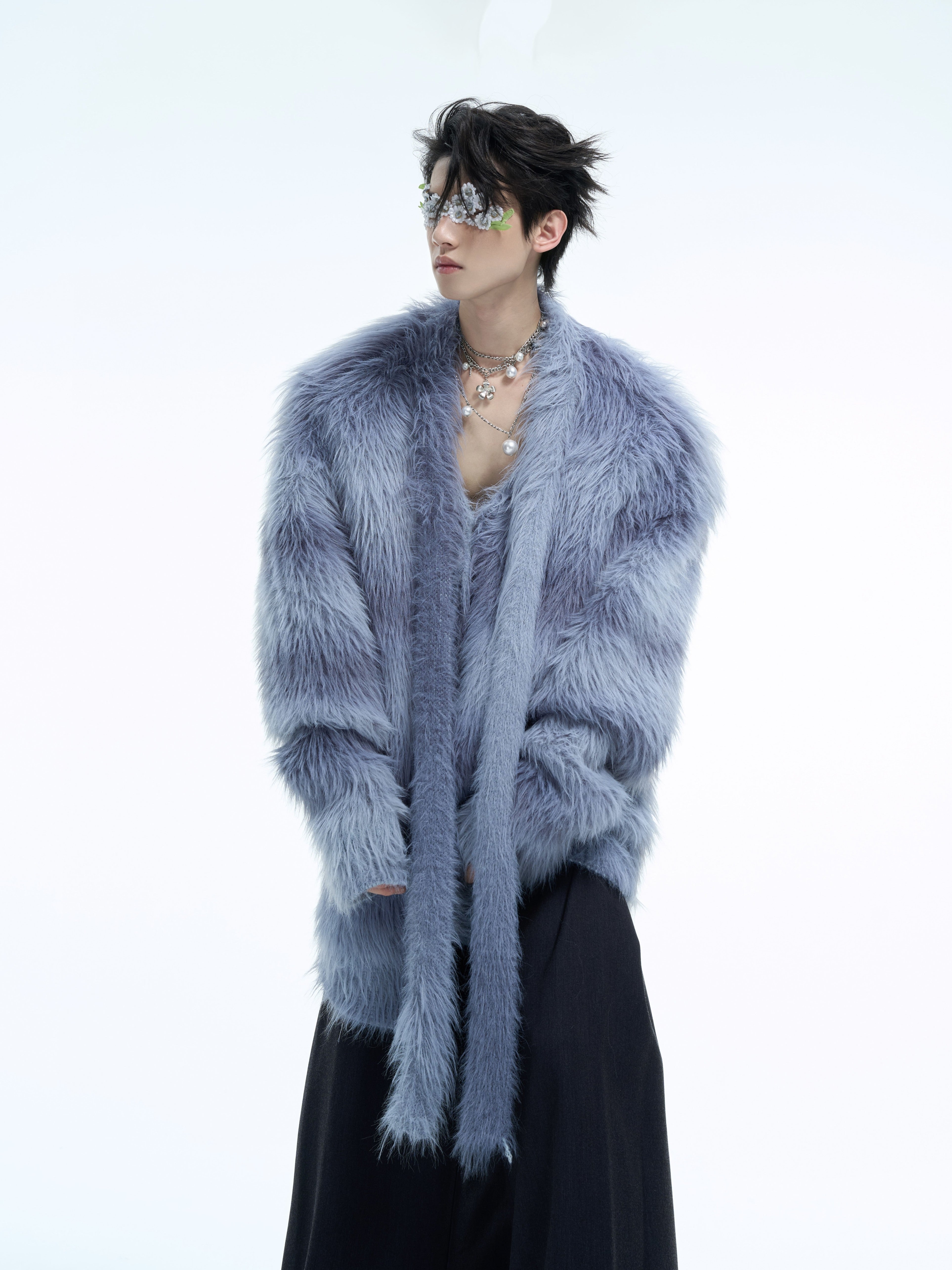 Chunky-Knit-Sweater---Fuzzy-Gradient-Ribbon-Design---Oversized-Streetwear-Blue-Shirt