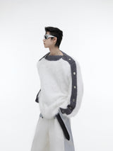 Chunky-Knit-Sweater---Off-Shoulder-Metal-Button-Cable-Knit-Top-White
