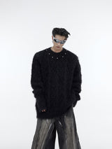 Chunky-Knit-Sweater---Oversized-Unisex-Pullover-with-Metal-Buttons-Black