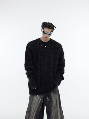 Chunky-Knit-Sweater---Oversized-Unisex-Pullover-with-Metal-Buttons-Black