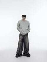 Chunky-Knit-Sweater---Oversized-Unisex-Pullover-with-Metal-Buttons-Gray