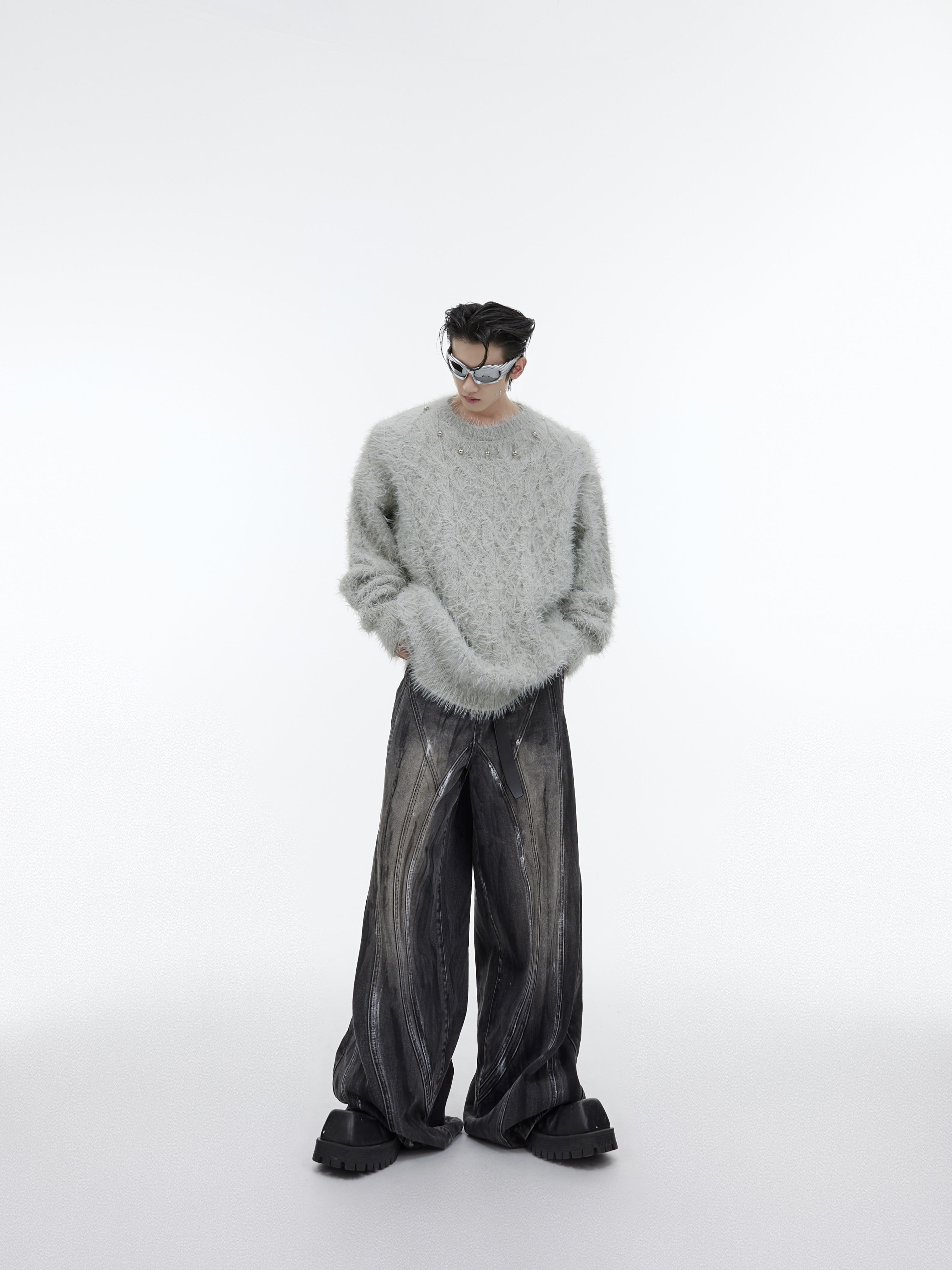 Chunky-Knit-Sweater---Oversized-Unisex-Pullover-with-Metal-Buttons-Gray