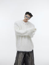 Chunky-Knit-Sweater---Oversized-Unisex-Pullover-with-Metal-Buttons-White