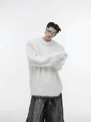 Chunky-Knit-Sweater---Oversized-Unisex-Pullover-with-Metal-Buttons-White