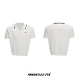 Color-Block-Textured-Polo-Shirt---Striped-Knit-Summer-Top-White-T-shirt