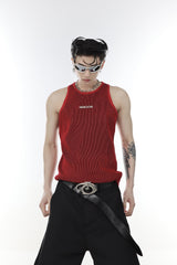 Cropped-Knit-Vest---Textured-Stripe-Sleeveless-Top---Streetwear-Fit-Red