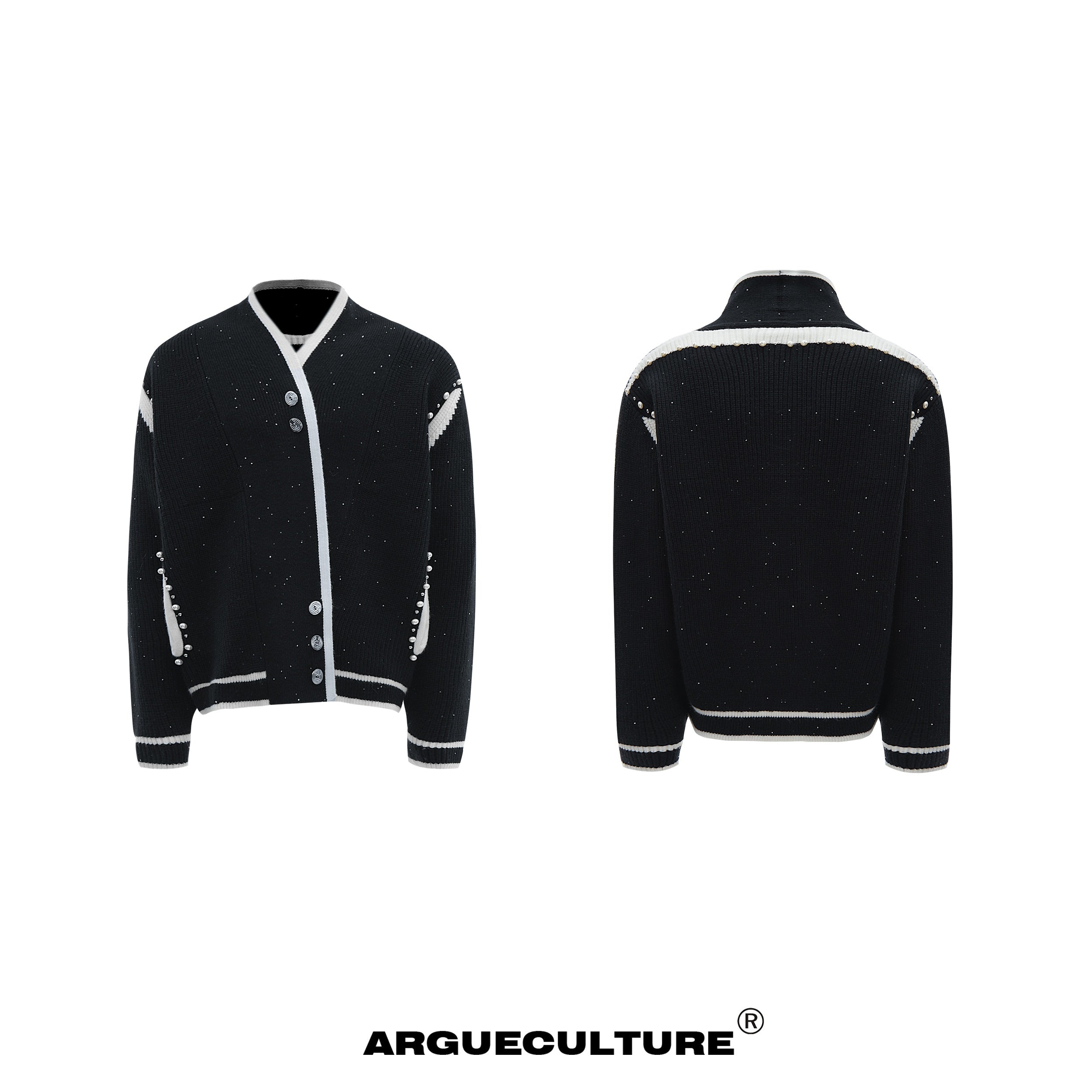 Deconstructed-Asymmetrical-Glitter-Knit-Sweater---Streetwear-Top-Black-Jacket