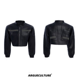 Deconstructed-Biker-Jacket---Cropped-Leather-Coat-with-Contrast-Stitching-Black-jacket