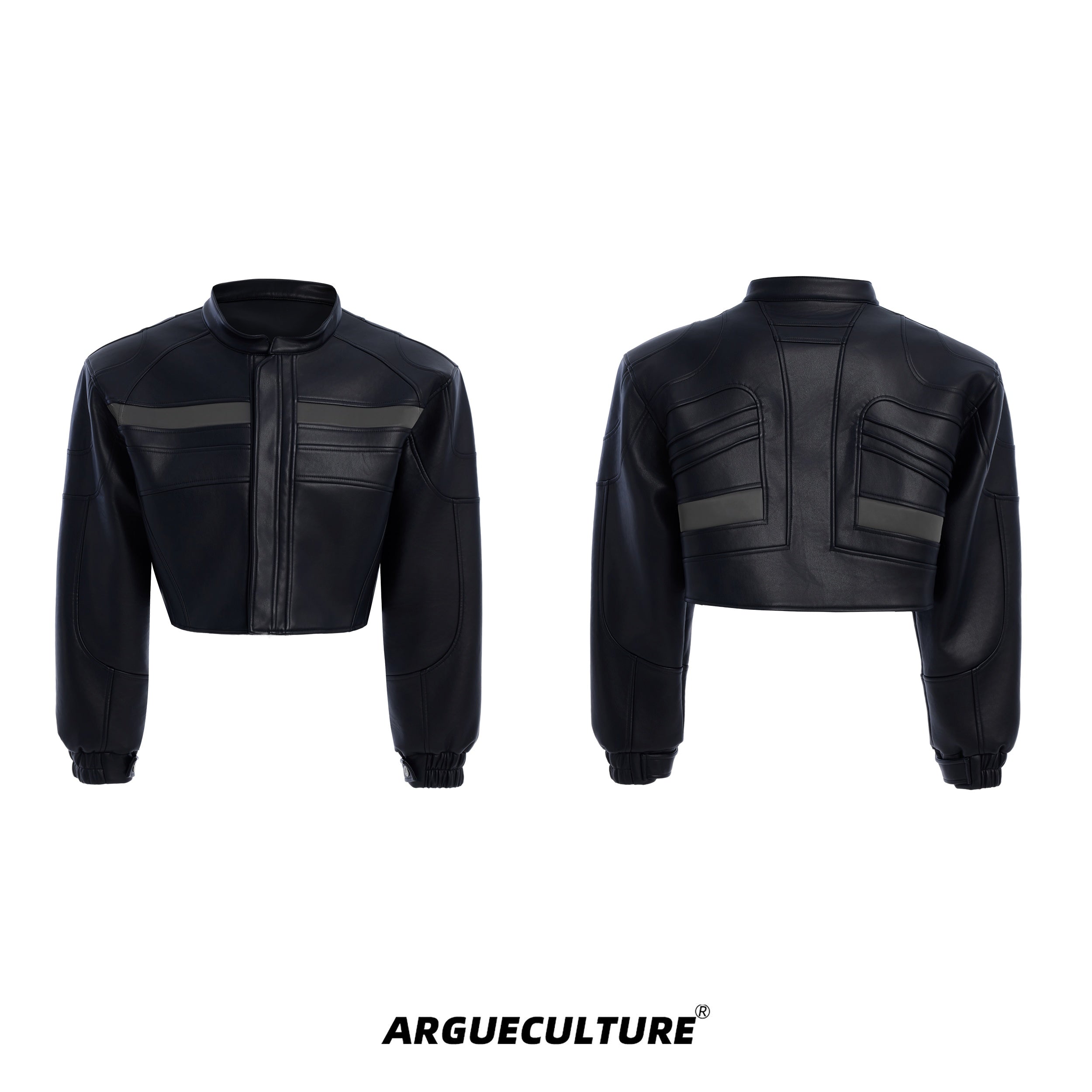 Deconstructed-Biker-Jacket---Cropped-Leather-Coat-with-Contrast-Stitching-Black-jacket