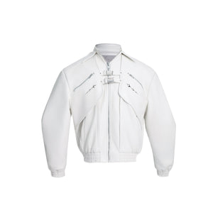 Deconstructed-Biker-Jacket---Heavyweight-Leather-with-Metal-Buckles-White-Shirt
