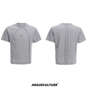 Deconstructed-Box-Fit-Tee---Raw-Edge-Sleeves---Metal-Logo-Gray-T-shirt