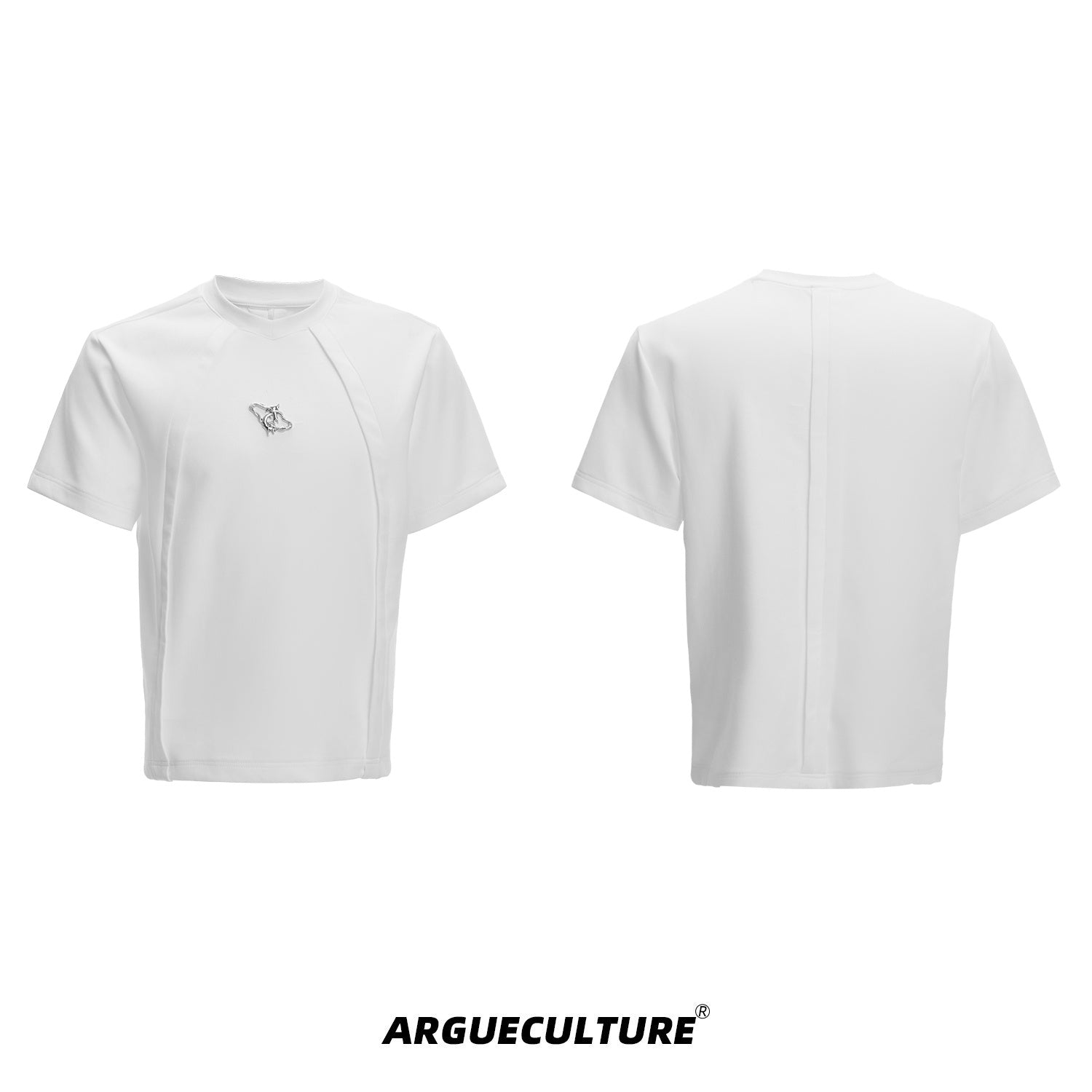 Deconstructed-Box-Fit-Tee---Raw-Edge-Sleeves---Metal-Logo-White-T-shirt