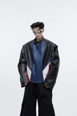 Deconstructed-Color-Block-PU-Leather-Biker-Jacket---Oversized-Shoulder-Black