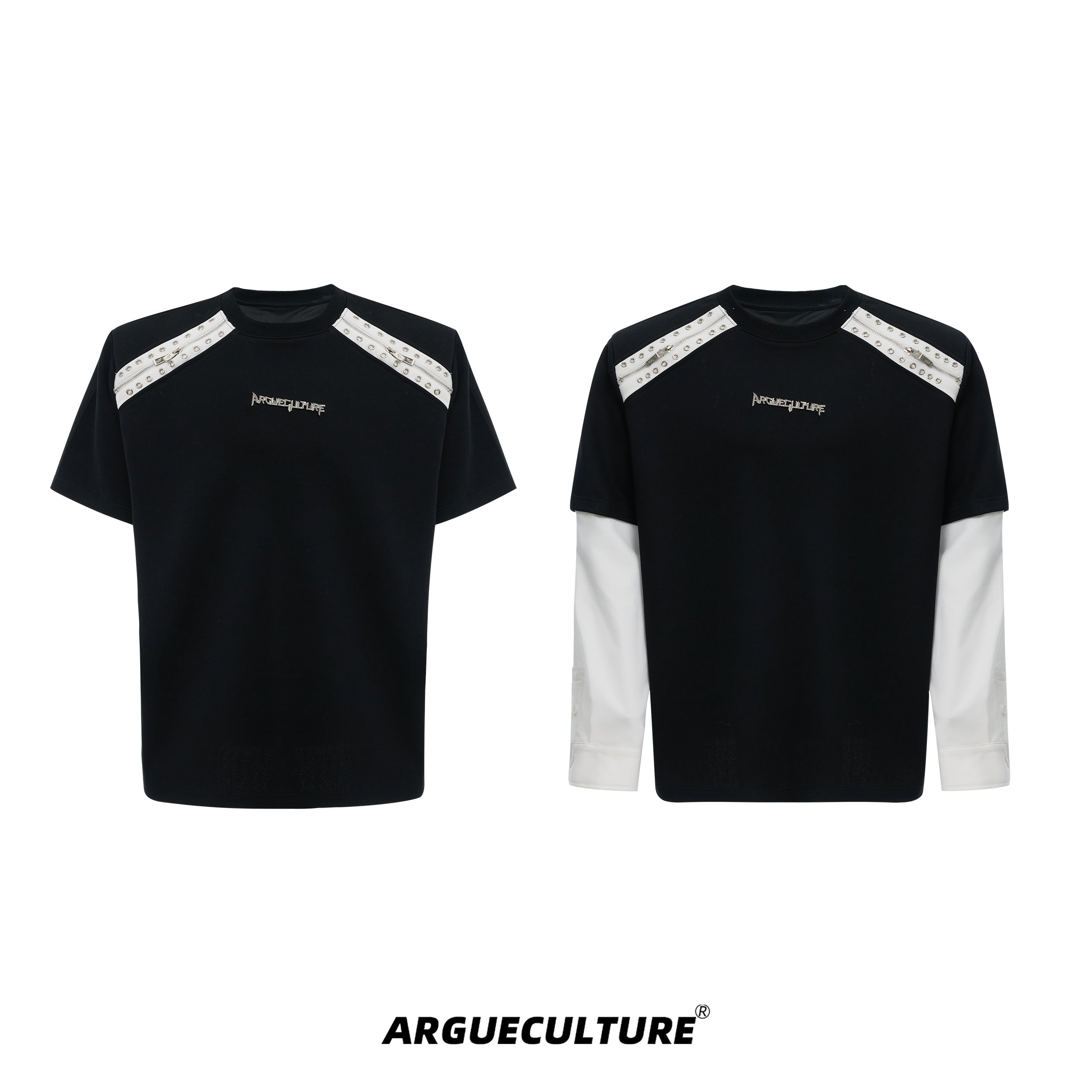 Deconstructed-Color-Block-Tee---Detachable-Sleeve-Streetwear-Top-Black-Jacket