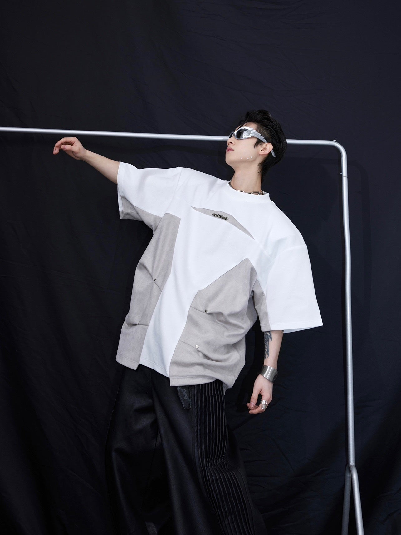 Deconstructed-Color-Block-Tee---Drop-Shoulder-Oversized-Streetwear-Top-White