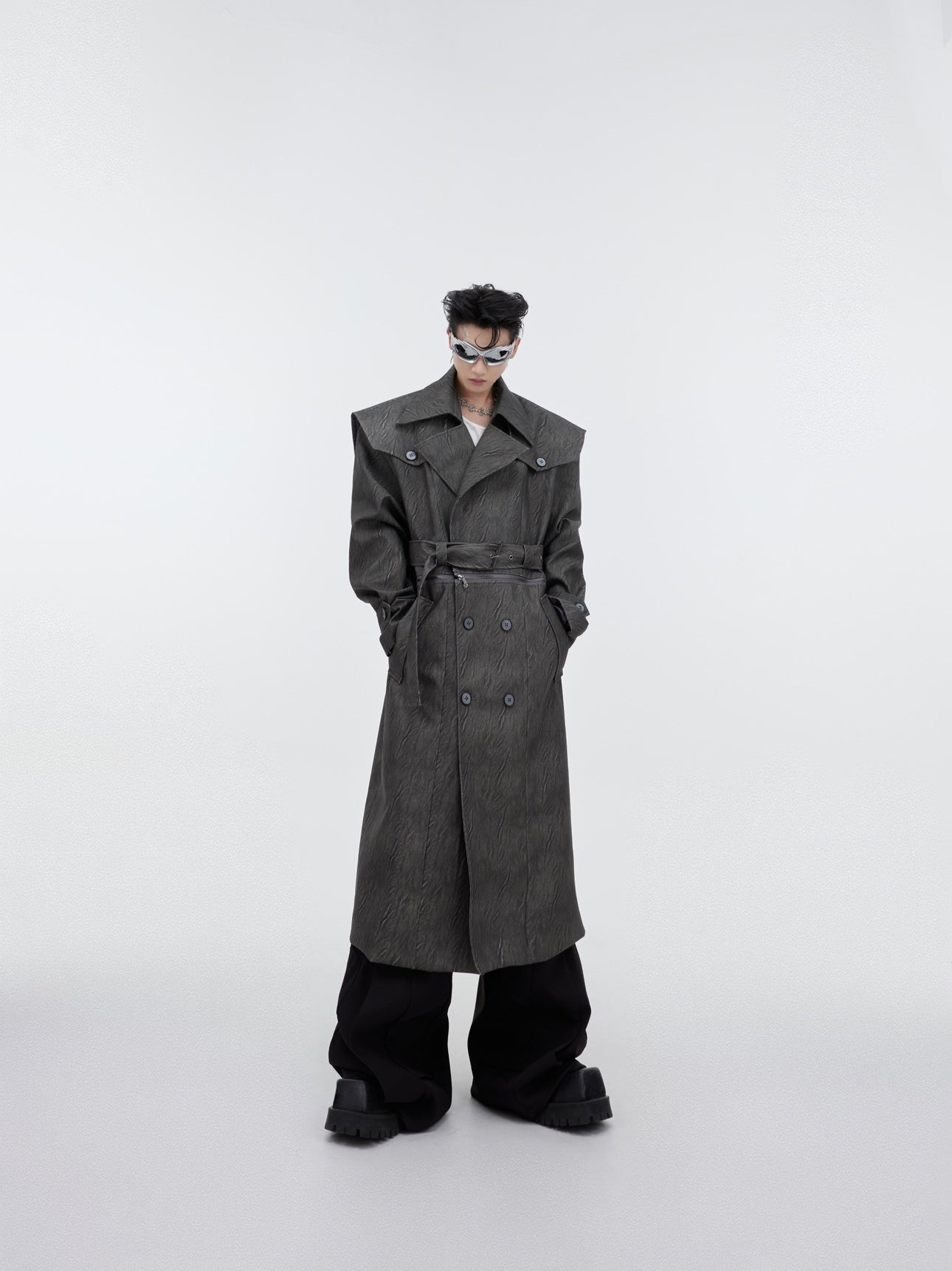 Deconstructed-Cracked-Leather-Trench-Coat---Removable-Short-Long-Style-Gray-(Detachable)
