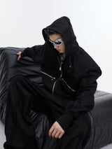 Deconstructed-Cropped-Hoodie---Distressed-Red-Streetwear-Set-Black-Top