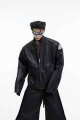 Deconstructed-Cropped-Leather-Jacket---Edgy-Metal-Logo-Design-Black