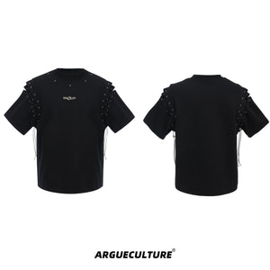 Deconstructed-Cutout-Short-Sleeve-Tee-with-Snake-Wrap-Metal-Details-Black-T-shirt