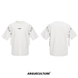 Deconstructed-Cutout-Short-Sleeve-Tee-with-Snake-Wrap-Metal-Details-White-T-shirt