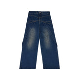 Deconstructed-Denim-Set---Cropped-Jacket--Wide-Leg-Pants-Blue-Pants-