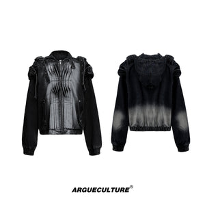 Deconstructed-Distressed-Denim-Jacket-with-Oversized-Pockets-Black-Top