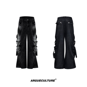 Deconstructed-Distressed-Denim-Jacket-with-Oversized-Pockets-Black-Pants