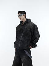 Deconstructed-Distressed-Hooded-Denim-Set---Metal-Accents-Black-Top