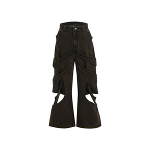 Deconstructed-Distressed-Wide-Leg-Cargo-Jeans---Raw-Cutout-Denim-Black