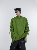 Deconstructed-Fringe-Knit-Sweater---Oversized-Slouchy-Pullover-Green